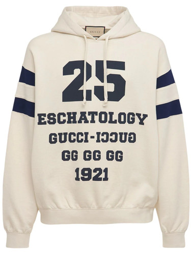 GUCCI 25 Felpa con cappuccio in cotone escatologia bianca