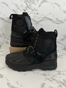 Polo Ralph Lauren Oslo High Utility Ranger Leather Boots Black Men’s Size 14 - Picture 1 of 8