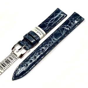 CINTURINO VERO COCCODRILLO BRASILE BLU MIS 16/14 MORELLATO PER OROLOGIO DONNA - Picture 1 of 7