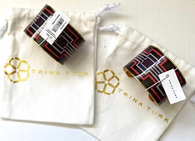 Trina Turk $196 Brazaletes Conjunto de 2 BNWT BIN MAO Pulseras Muñequera Joyería NUEVO Mod Foto 1 de 4