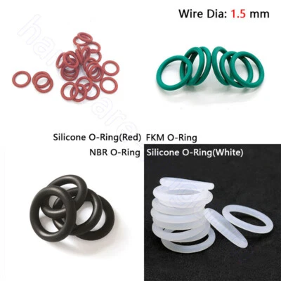 MARKENLOS 1.5 mm Silikon O-Ringe FKM O-Ring NBR Seal Washer Nitrile O Ring OD 5 mm - 80 mm