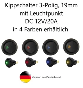 Kippschalter Rund 12V/20A 3 PIN, 19mm, EIN/AUS, Schwarz, 4 Punkt Farben, Einbau - Bild 1 von 10