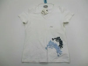 new GIORDANO Women's Size S Cotton Slim Fit White V-Neck Shirt - Picture 1 of 7