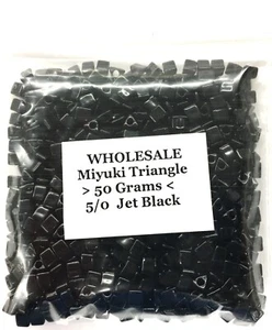 Wholesale 50 GRAMS Jet Black Miyuki Sharp Triangle Beads 5/0 #401 - Picture 1 of 3