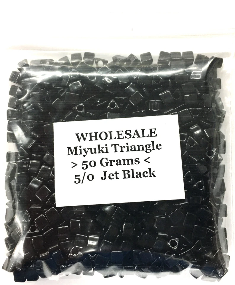 Wholesale 50 GRAMS Jet Black Miyuki Sharp Triangle Beads 5/0 #401 - Image 1 of 3