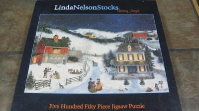 SNOWY NIGHT ~ 550 PC. CEACO PUZZLE ~ ART BY LINDA NELSON STOCKS, NEW & SEALED - Image 1 of 4