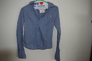 Abercrombie & Fitch, Camisa con botones a rayas azules y rosas, XL mezcla de algodón - Imagen 1 de 3