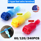 60/240Pcs Quick Splice T-Taps Cable Crimp Terminals Insulated Wire Connector Kit