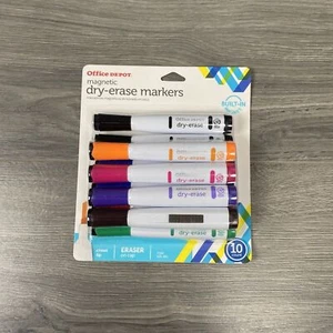 Office Depot Magnetic Dry-Erase Marker Chisel Tip /Assorted Colors -10 Pack New - Picture 1 of 6