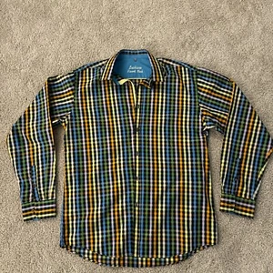 Luchiano Visconti schwarzes Hemd Herren L mehrfarbig kariert Knopfleiste Kleid Langarm - Bild 1 von 13
