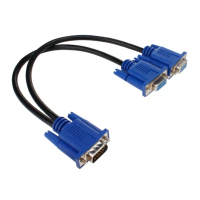 VGA Monitor Y-Splitter Cable,Vga 1 Male to Dual 2 VGA Female Adapter Convertet - Image 1 of 4
