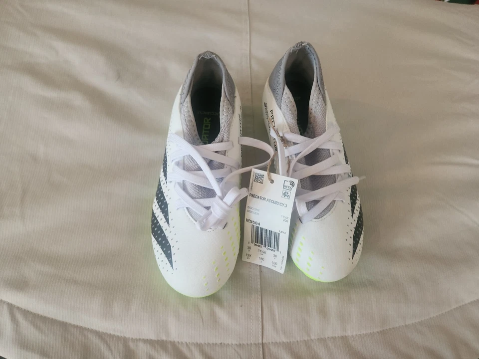 ADIDAS Predator Accuracy.3 White Black Lime Green FG Soccer Cleats Boys Girls 12 - Image 1 of 4