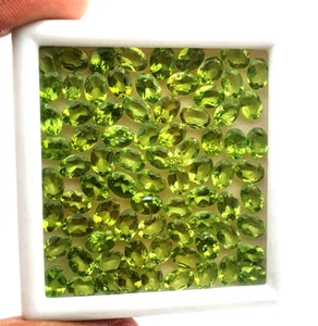 Natural Peridot Oval Faceted Loose Gemstone Lot 25 Pcs 5x7 MM 20 CT - Picture 1 of 4