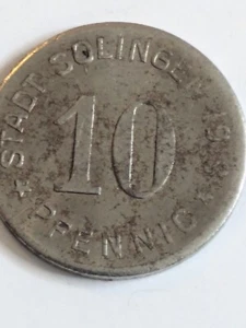 GERMANY STADT SOLINGEN 10 PFENNIG 1919 KRIEGSGELD, NOTGELD - Picture 1 of 2