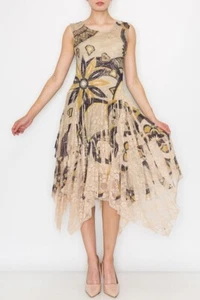 Nuevo ORIGAMI todo ENCAJE forrado BOHEMIO WESTERN Vestido SM-3X GEO FLOR Shabby chic - Imagen 1 de 5
