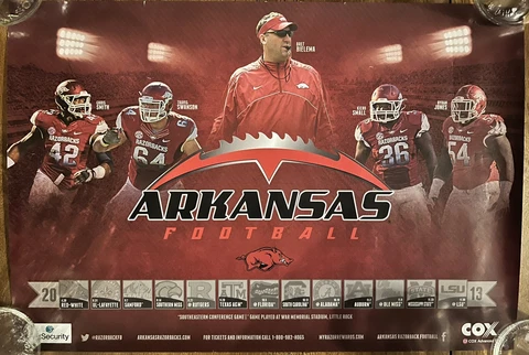 Arkansas Razorbacks 2013 Football Schedule Poster Red White Spring Game SEC Cover