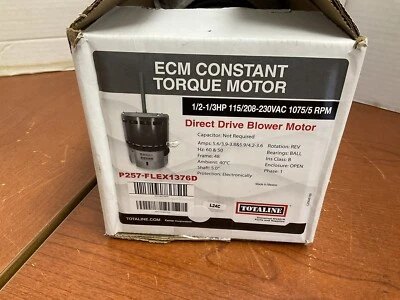 Totaline Direct Drive Blower Motor 1/2-1/3HP, 1050RPM, 115/208/230Vac,5 SPEED - Image 1 of 3