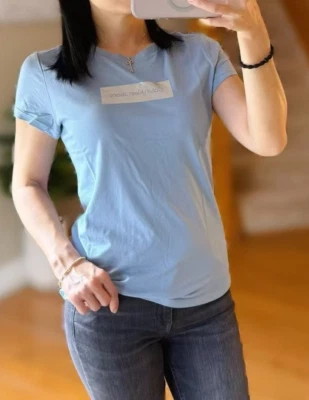 Camiseta Manga Corta Calvin Klein Logo Gráfico Azul Plata S Cuello Redondo Algodón Modal Foto 1 de 4