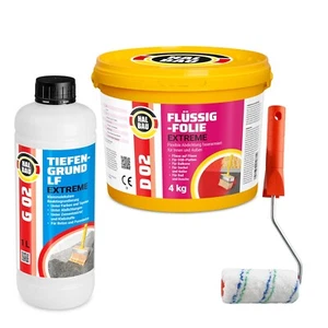 Flüssigfolie 4kg Abdichtung Balkon Bad Farbroller Tiefengrund Außen Innen H205 - Bild 1 von 9