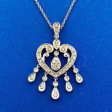 Gordon's 14k White Gold Diamond Heart Pendant Dangle Necklace JWBR
