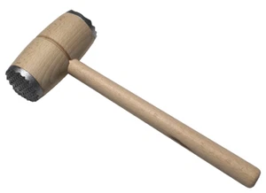 Fleischklopfer, Fleischhammer HOLZ mit Edelstahlbeschlägen 28 cm , KOPF 10 cm - Bild 1 von 3
