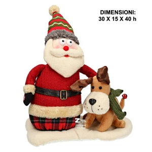 ARREDO NATALIZIO BABBO NATALE ROSSO CON CANE CON MUSICA E MOVIMENTO CM30X15H 40 - Foto 1 di 1