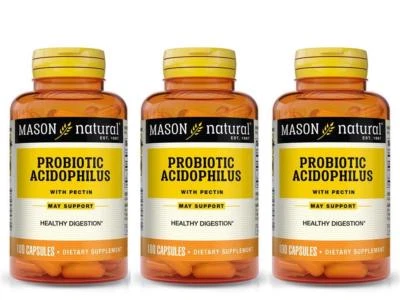 3X 100 = 300 CAPSULES ACIDOPHILUS WITH PECTIN Probiotic Lactobacillus Digestion - Image 1 of 3
