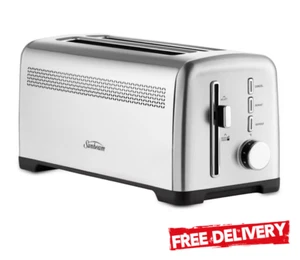 Sunbeam 4 Slice Long Slot Stainless Steel Bread QuickCheck Toaster Browning - Picture 1 of 6