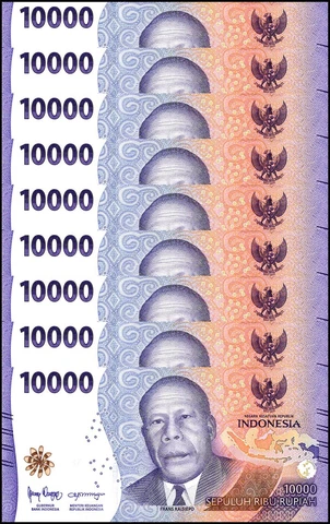 100 x Indonesia 10,000 Rupiah Banknote, 2023, P-165a.2, UNC  USA SELLER Cover