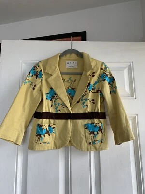 Chaqueta Blazer WYETH BY TODD MAGILL Mediana Amarilla Marrón Azul Floral Verano Foto 1 de 4