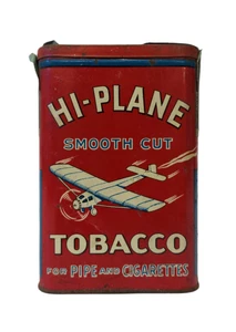 RARE Vintage HI-PLANE Pipe Cigarette Tobacco Vertical Hinged Pocket Tin w/ Plane - Picture 1 of 5