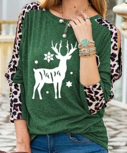 Knoeasy Green & White Leopard 'Papa' Long-Sleeve Cutout Top Women's Size Large - Picture 1 of 1