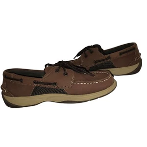 Sperry Top-Sider Bootsschuhe Schlüsselband hellbraun/marine Leder Freizeitschuhe Größe 6M - Bild 1 von 7