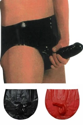 Sexy Men Latex Rubber Panties Shorts Briefs Underpants with Penile sheath BDSM - Image 1 of 4
