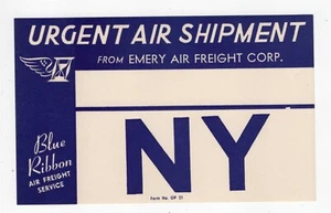 EMERY AIR FREIGHT NY AIRPORT LARGE BAGGAGE LABEL - Picture 1 of 1