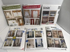 6 NEW Simplicity & McCalls Home Decorating VALANCES & PANELS Window Treatment - Picture 1 of 7