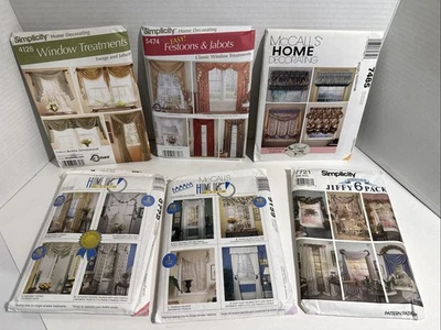 6 NEW Simplicity & McCalls Home Decorating VALANCES & PANELS Window Treatment - Image 1 of 4