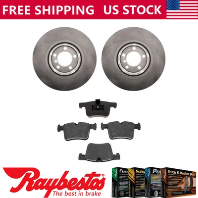 Front Kit Brake Rotors + Metallic Pads & Hardware For 2016-2018 BMW 330e - Image 1 of 4