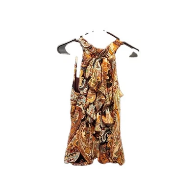 Y2k Paisley Ruffle Halter Top Size Medium Boho Grunge Fairycore Club Iz Byer - Image 1 of 4