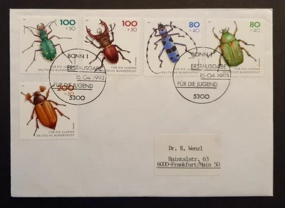 Germany stamp 1993 Youth Welfare Endangered Beetles first day cover - Image 1 of 2