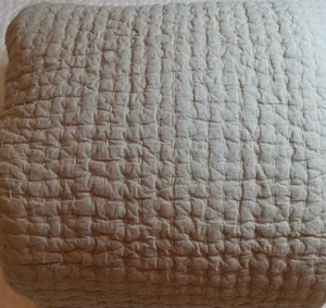 Pottery Barn Pick+Stitch Handcrafted Cotton Linen Quilt Full/Queen (Flax) NWOT - Picture 1 of 5