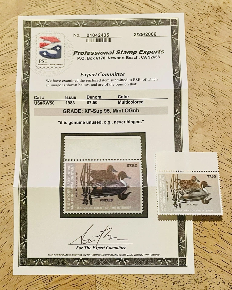 US Duck Stamp Scott# RW50 Mint OG NH PSE Graded Superb 95 SMQ $75 - Image 1 of 3
