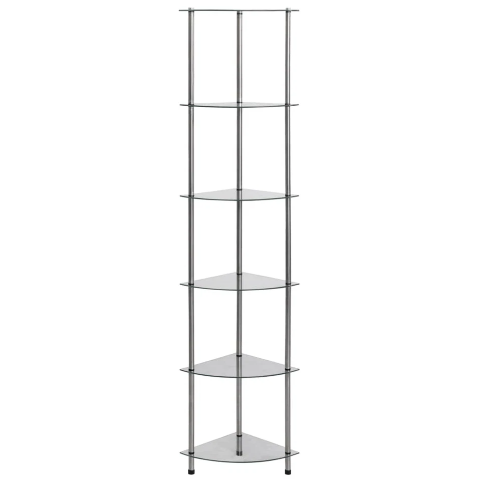 vidaXL Scaffale a 6 Livelli Trasparente 30x30x160 cm Vetro Temperato