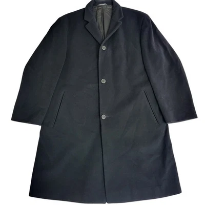 HUGO BOSS Men's Black Wool Cashmere Overcoat Size 42R Classic Topcoat Y2K Coat - Image 1 of 4