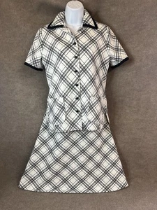 Vintage Anzug Rock Top Bluse 10 M Retro Sekretär Mod 60er 70er spitzer Kragen USA - Bild 1 von 16