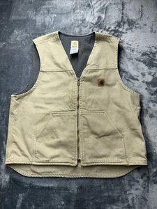 VINTAGE Carhartt Weste Herren XL hellbraun Canvas Fleece gefüttert USA Made V19 - Bild 1 von 7