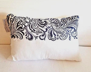 Marquis by Waterford Crystal Throw Pillow 12x18 White with Navy Blue Embroidery - Picture 1 of 11