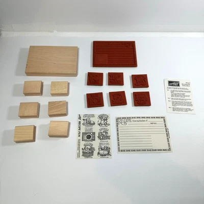 Juego de estampillas de madera de goma Stampin’ Up From the Kitchen Of Recipe 1996 completo nuevo en caja Foto 1 de 4