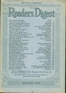 Vintage Readers Digest for August 1939 - Picture 1 of 1