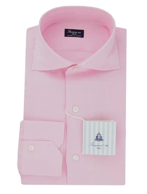 Camicia In Lino Rosa Solido Finamore Napoli - Slim - 15.75/40 - (FN192411) - Immagine 1 di 4